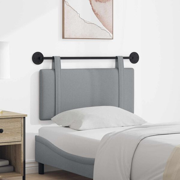 vidaXL Testata appesa Tinta unita Grigio chiaro 90 x 55 x 5 cm Tessuto