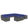 vidaXL Set Divani da Giardino 13 pz con Cuscini in Polyrattan Grigio