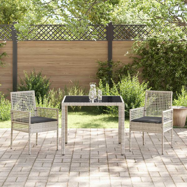 vidaXL Set da Pranzo per Giardino 3 pcs Grigio chiaro polyrattan