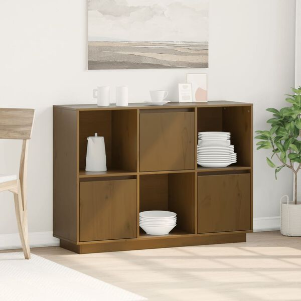vidaXL Credenza Marrone Ambrato 110,5x35x80 cm Legno Massello di Pino