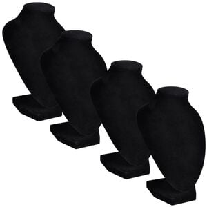 vidaXL Busto Nero Portagioielli Collane 4 pz in Flanella 9x8,5x15 cm