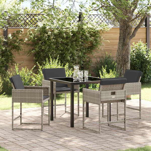 vidaXL Set da Pranzo per Giardino 5 pcs Grigio chiaro polyrattan