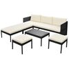 vidaXL Set Divani da Giardino 6 pz con Cuscini in Polyrattan Nero