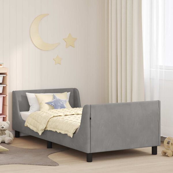 vidaXL Struttura letto bambini con testata Grigio chiaro 90 x 200 cm