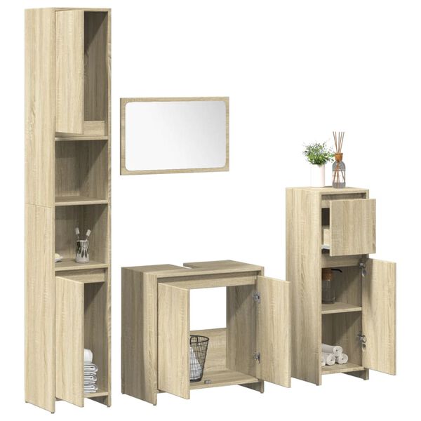 vidaXL Set Mobili da Bagno 4 pz Rovere Sonoma in Legno Multistrato