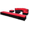 vidaXL Set Divani da Giardino 9 pz con Cuscini in Polyrattan Rosso
