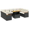 vidaXL Set Divani da Giardino 10pz con Cuscini in Polyrattan Nero