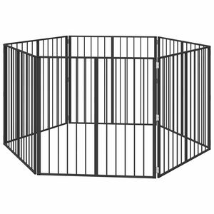 vidaXL Cancello per cani 6 pcs Nero 100 x 100 cm Acciaio zincato