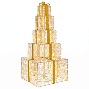 vidaXL Pacchi regalo di Natale impilabili con LED 250 LED Bianco caldo
