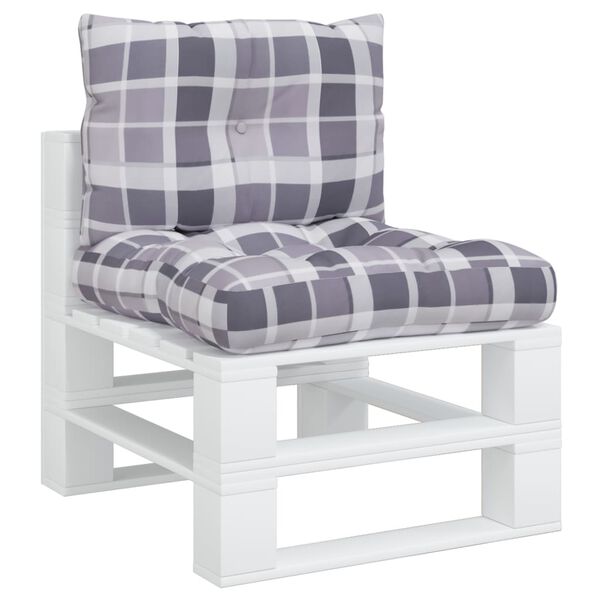 vidaXL Cuscini per Pallet 2 pz Grigi a Quadri in Tessuto