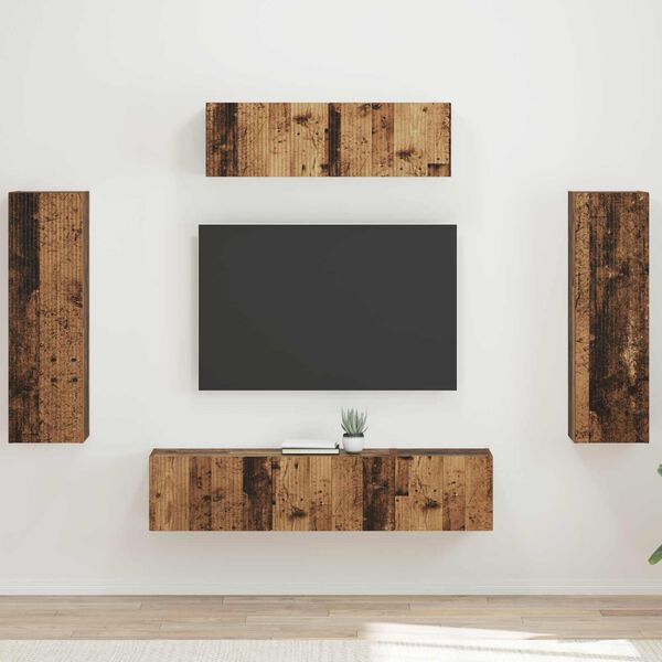 vidaXL Mobile TV 5 pcs Legno vecchio