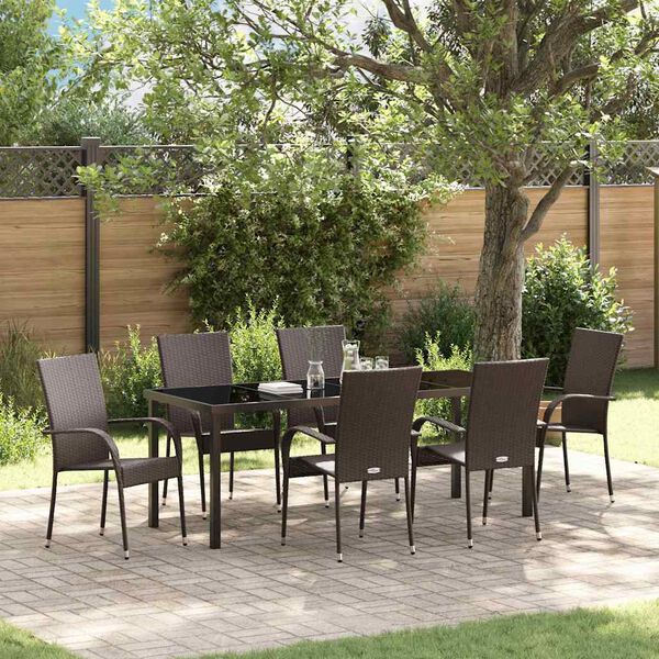 vidaXL Set da Pranzo per Giardino 7 pcs Marrone