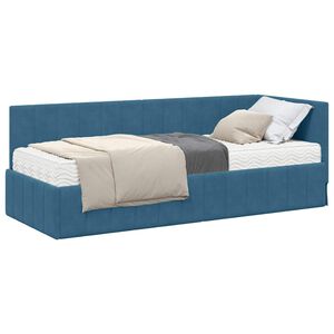 vidaXL Struttura Letto Angolare con Materasso 2 pz Blu Velluto