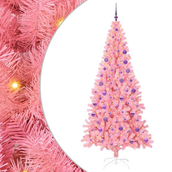 vidaXL Albero di Natale con 300 LED con supporto Rosa 180 cm PVC