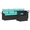 vidaXL Set Divano da Giardino con cuscino 5 pcs Nero polyrattan