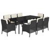 vidaXL Set da Pranzo da Giardino 9 pz con Cuscini Nero in Polyrattan