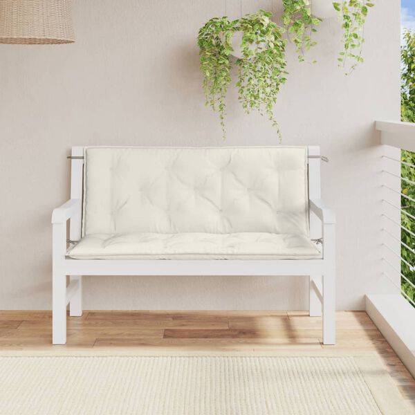 vidaXL Cuscini Panca Giardino 2pz Crema Mélange 120x50x7 cm in Tessuto