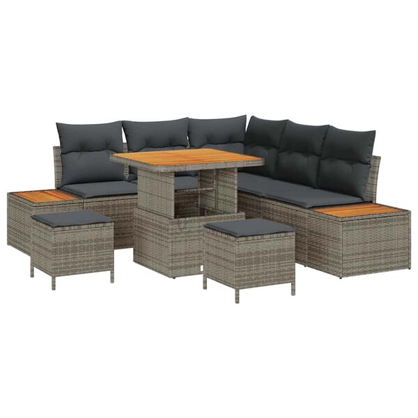vidaXL Set Divano da Giardino 8 pcs Grigio polyrattan