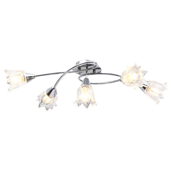 vidaXL Lampadario con Paralumi in Vetro per 5 Lampadine E14 Tulipano