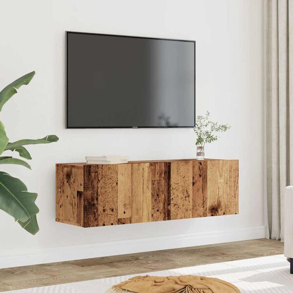 vidaXL Mobili TV a Parete 2pz Legno Antico 100x30x30 cm