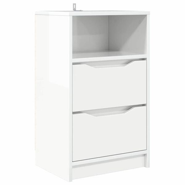 vidaXL Comodino Bianco Lucido 40 x 30 x 467 cm Legno multistrato