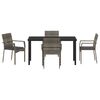 vidaXL Set da Pranzo per Giardino con cuscino 5 pcs Grigio polyrattan