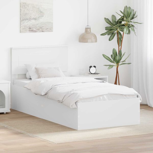 vidaXL Struttura del letto Bianco 75 x 190 cm Legno multistrato