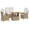 vidaXL Set da Pranzo da Giardino 4 pz con Cuscini Beige in Polyrattan