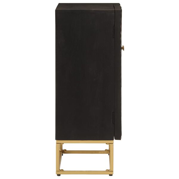 vidaXL Credenza Nera 55x30x76 cm in Legno Massello di Mango e Ferro