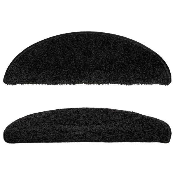 vidaXL Tappetini per scale 15 pz 56x17x3 cm Nero Semicircolari