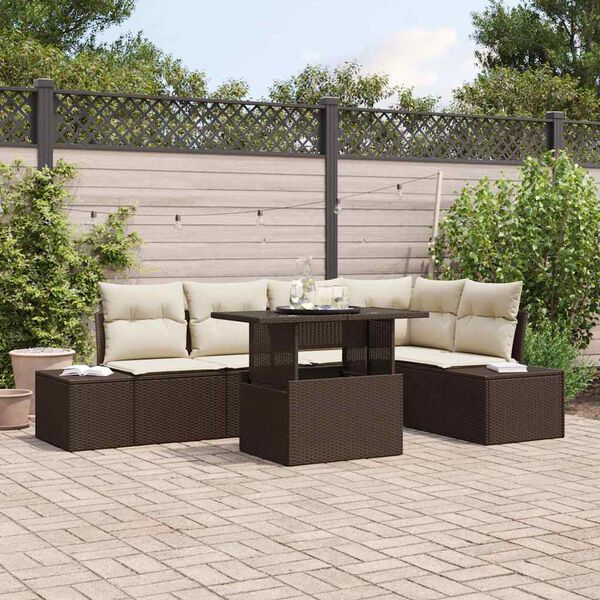 vidaXL Set Divano da Giardino 6 pcs Marrone Poly Rattan