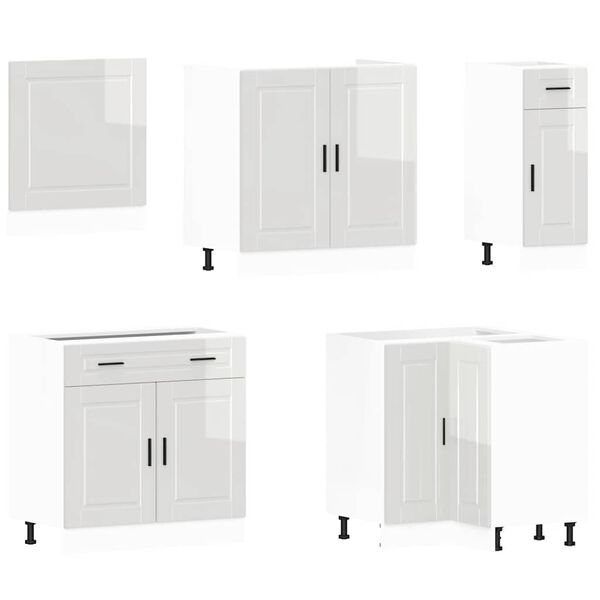 vidaXL Set Mobili da Cucina 11 pz Porto Bianchi Lucido in Truciolato
