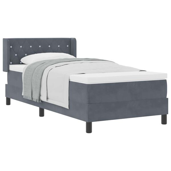 vidaXL Letto a molle con materasso Grigio scuro 190 x 90 cm Velluto