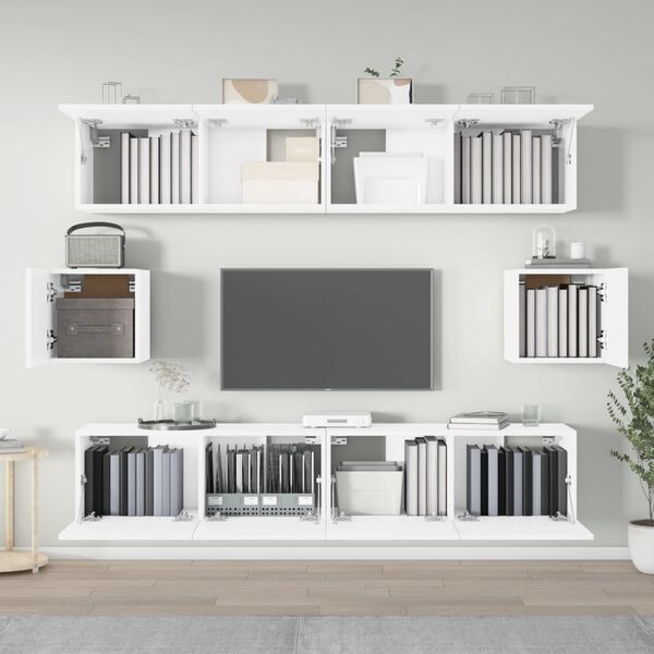vidaXL Set di Mobili Porta TV 6 pz Bianco in Legno Multistrato