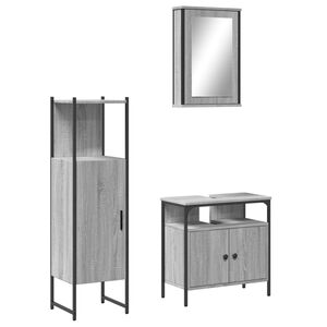 vidaXL Set Mobili da Bagno 3 pz Grigio Sonoma in Legno Multistrato