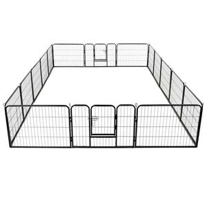 vidaXL Box per Cani con 16 Pannelli in Acciaio 60x80 cm Nero