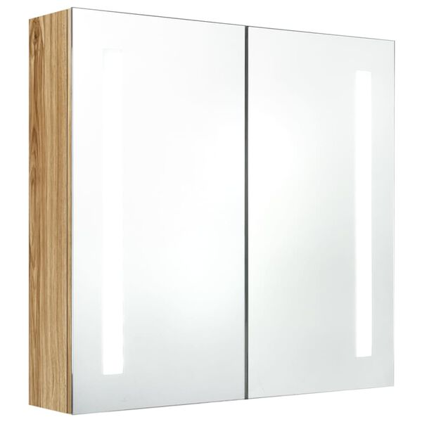 vidaXL Armadietto Bagno con Specchio e LED Rovere 62x14x60 cm