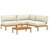 vidaXL Set di divani con cuscino 4 pcs Crema Legno di Acacia Massello