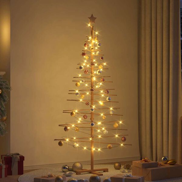 vidaXL Albero di Natale in legno con supporto Marrone 180 cm Bamb&ugrave;