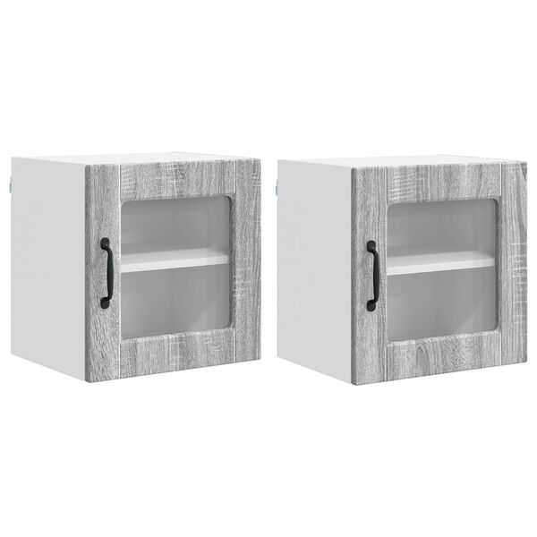 vidaXL Mobile da cucina con porta 2 pcs Grigio Sonoma 40 x 31 x 40 cm