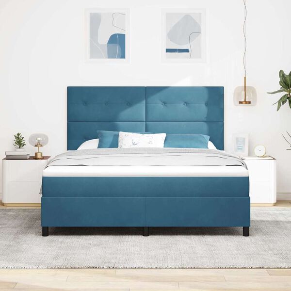 vidaXL Letto a molle con materasso Blu Scuro 180 x 200 cm Velluto