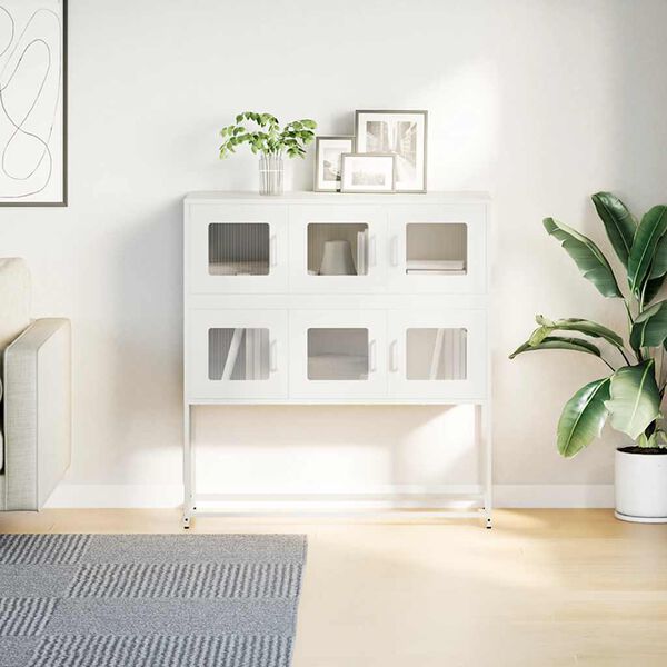 vidaXL Credenza Bianca 100,5x39x107 cm in Acciaio Laminato a Freddo