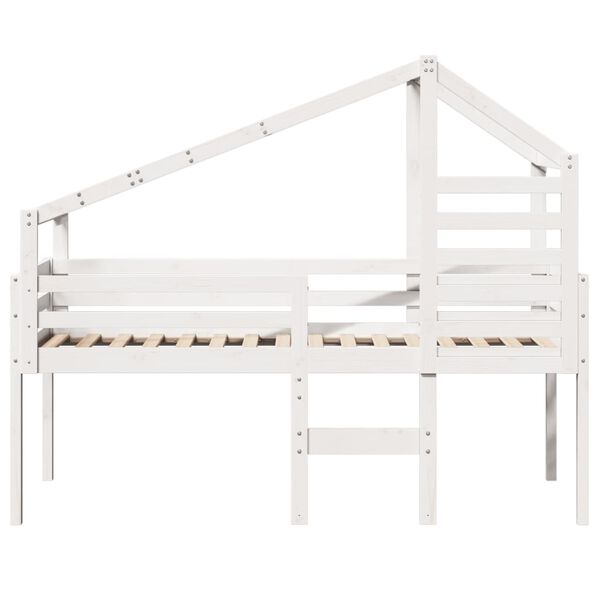 vidaXL Letto a Soppalco con Tetto Bianco 80x200 cm in Legno di Pino