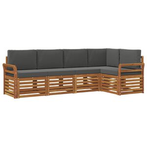 vidaXL Set divano sezionale con cuscino 5 pcs Naturale e Antracite