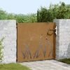 vidaXL Cancello da giardino 85x100 cm in acciaio Corten con design erba