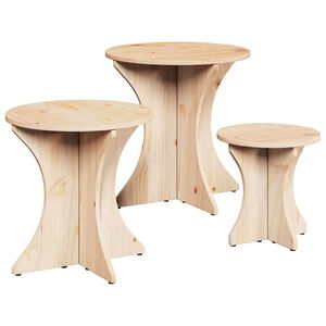 vidaXL Tavolino da salotto 3 pz Naturale 46 x 46 x 47 cm