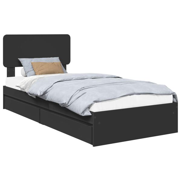 vidaXL Letto con Contenitore Nero 100 x 200 cm Legno multistrato