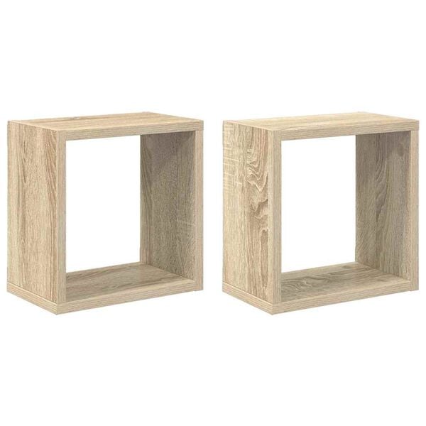 vidaXL Mensole Parete a Cubo 2 pz Rovere Sonoma 26x15x26 cm