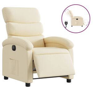 vidaXL Poltrona Elettrica Reclinabile Crema in Tessuto