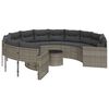 vidaXL Divano da Giardino Tavolo e Cuscini Circolare Grigio Polyrattan